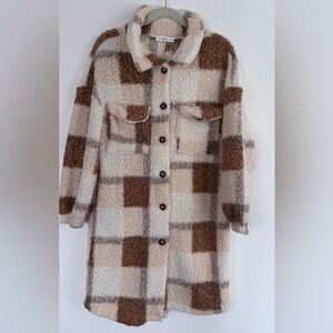 Shop Talulah Mid-Length Like New Joely Caramel Shacket-Brown and Cream’s, Sz. S